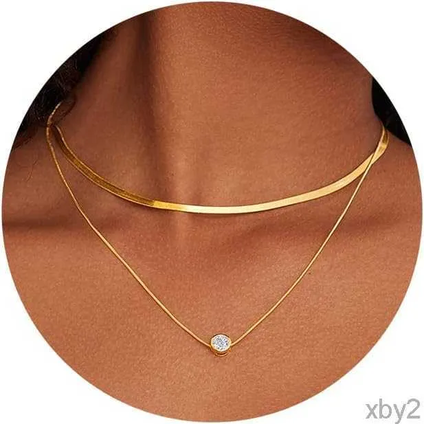 Collares colgantes IF YOU 18K Chapado en oro Exquisito Collar para mujer Patrón de espiga de moda Cadena de cuello de oro Collar de diamantes en capas simple Adecuado para Gi