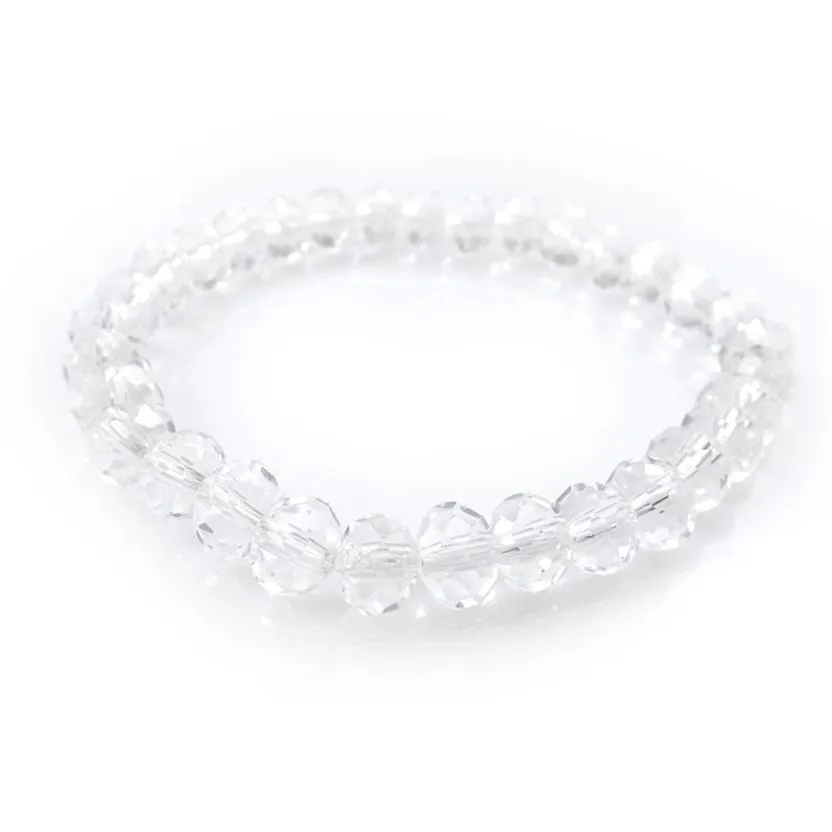 Transparentes 8-mm-Armband mit facettierten Kristallperlen für Damen, einfacher Stil, dehnbare Armbänder, 20 Stück, Los 277e