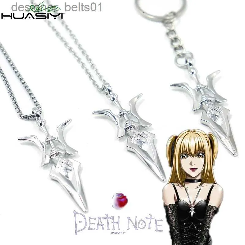 Pendant Necklaces Anime Misa Amane Cosplay Key Chain Necklace Halberd Pendant Necklaces for Men Boys Girl Goth Cross Choker Death Note JewelryL231215