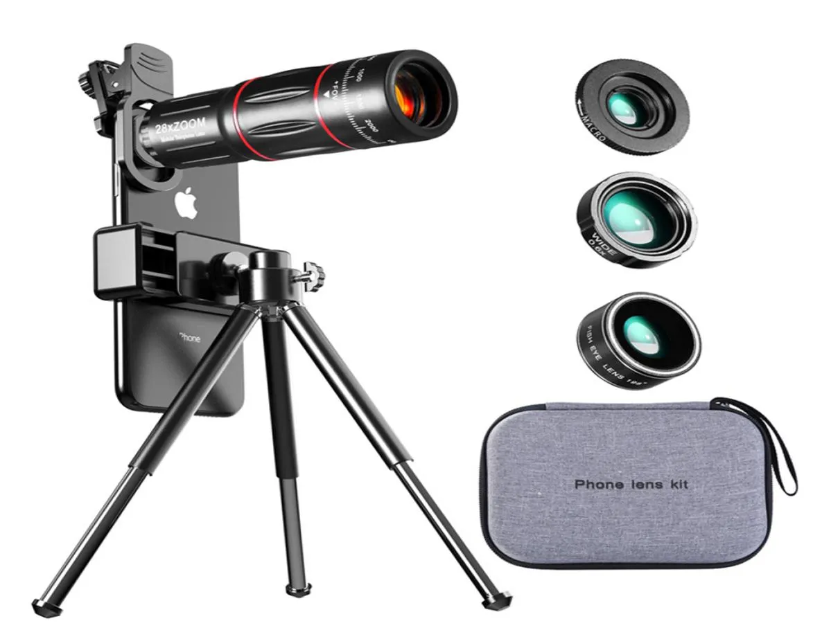 28x HD Mobiltelefonkamera Lens Telescope Zoom Macro Lens för iPhone Samsung Smartphone Fish Eye Lente Para Celular7944169