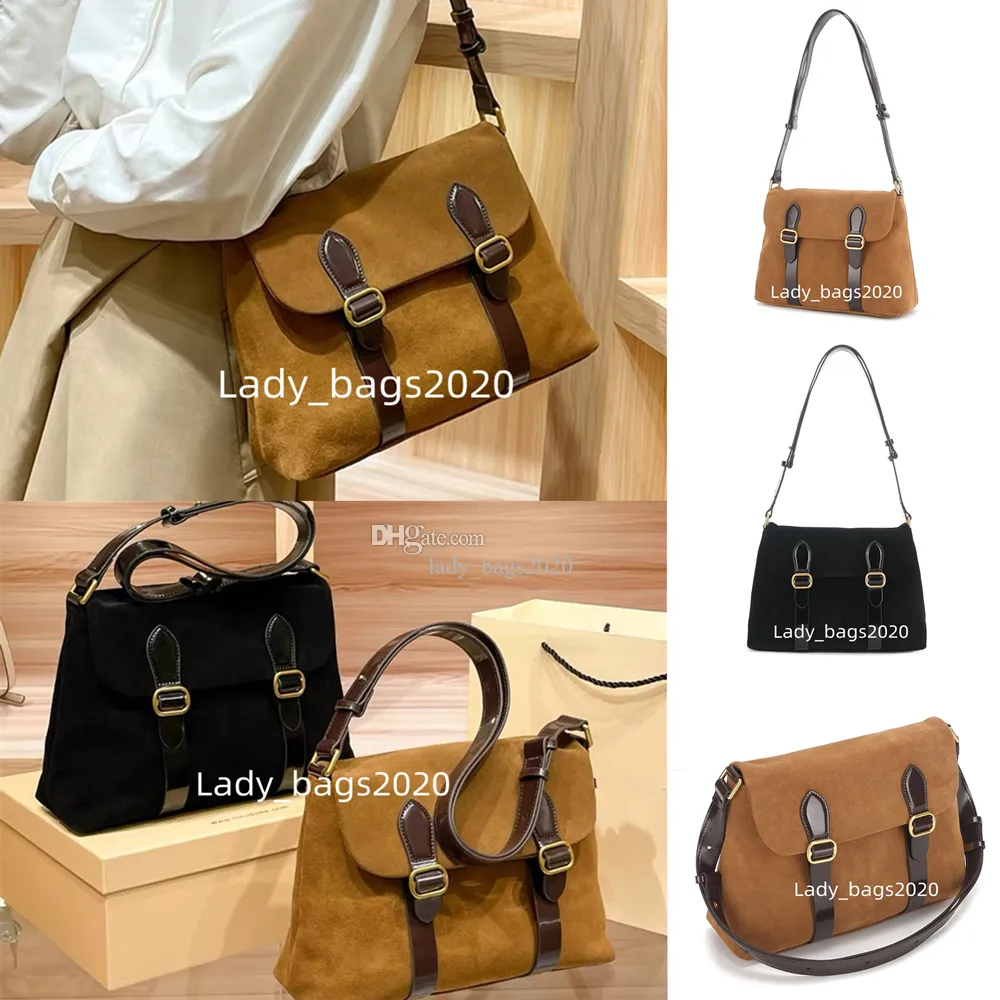 Ette saco carteiro camurça sacos de couro coreia nicho bolsa feminina grande capacidade mensageiro bolsa alça ombro crossbody saco maillard