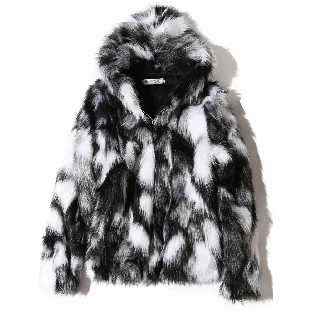 Men's Fur Faux Fur Inverno Quente Plus Fleece Faux Fur Fox Fur Casual Mens Jaqueta Com Capuz Grosso Boutique Elegante Masculino Slim Casacos Tamanho S-5XL 231215