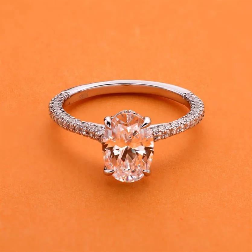 2 5 quilates corte ovalado diamante simulado compromiso boda anillo de plata esterlina 4 puntas joyería elegante para mujeres CX2006113170