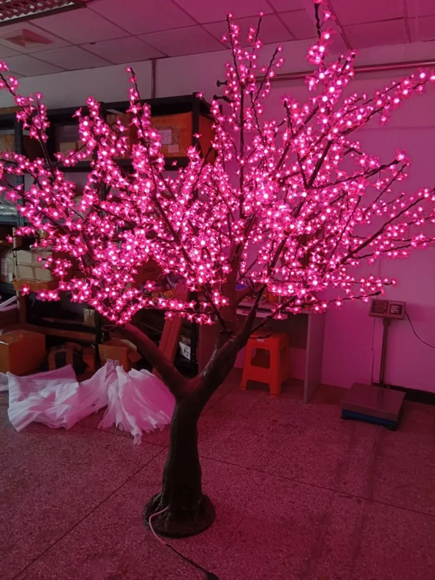 Ny LED -körsbärsblomsträdljus 1872 st LED -glödlampor 2,5 m höjd 110 220VAC Sju färger för alternativ regntät utomhusanvändning
