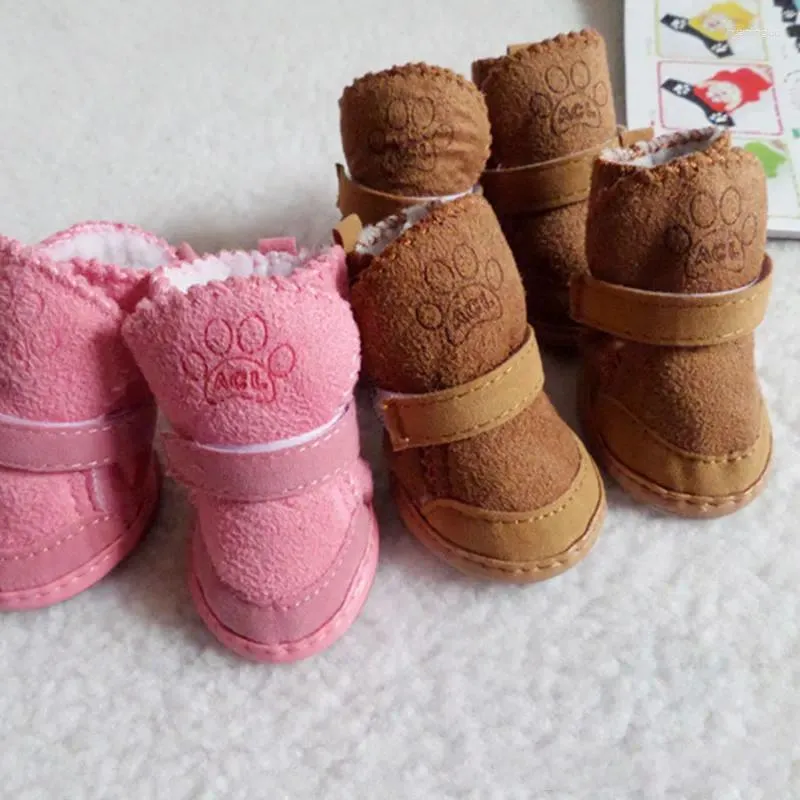 Dog Apparel 4PCS/Set Winter Warm Boots Outdoor Snow Walking Non-slip Puppy Sneakers Supplies Comfortable Pet Shoes