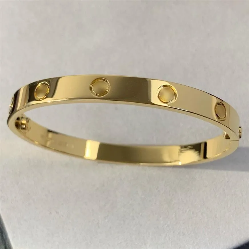 Bracelet en or Love Au 750 18 K ne se décolore jamais taille 16-21 avec boîte avec tournevis réplique officielle bijoux de marque de luxe de qualité supérieure pre217u