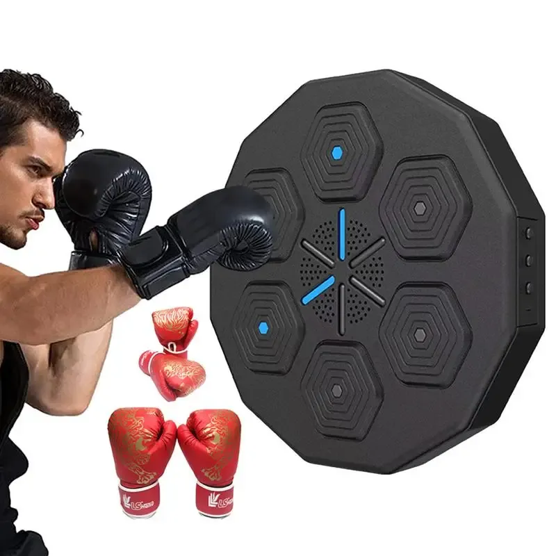 Väggmonterad LED -musikboxningsmaskin Smart Boxing Training Device med vuxna tonåringar handskar för hemmasömning rolig gåva