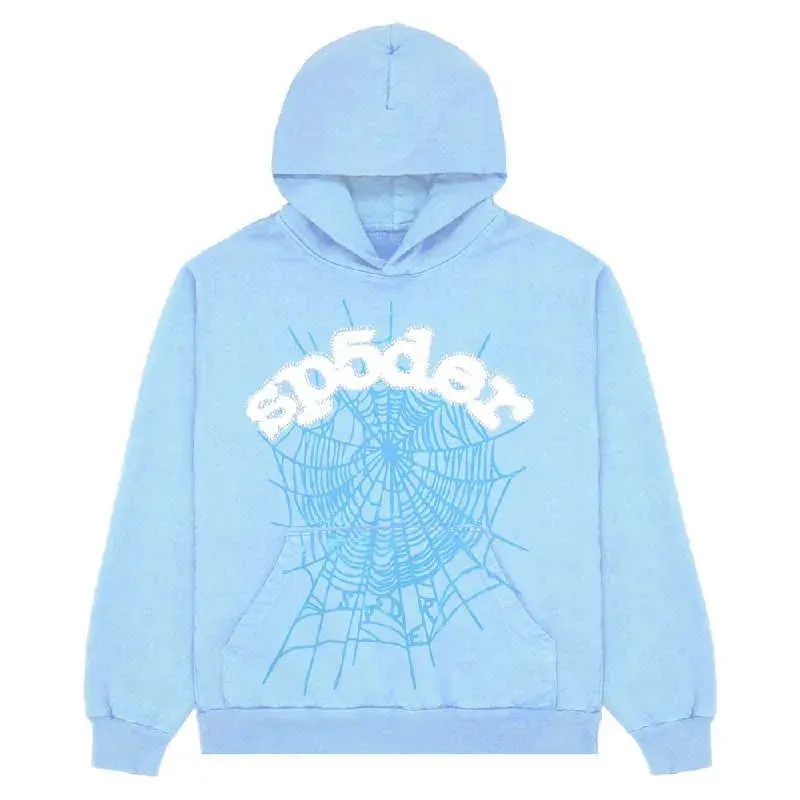 Felpe con cappuccio da uomo 2023 New Sky Blue Sp5der Felpa con cappuccio da uomo Donna 1 Hip Hop Young Thug Spider Felpa con cappuccio in tutto il mondo 555555 Felpe con stampa Pullover Felpa con cappuccio Azzurro