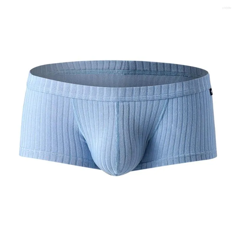 Underpants Men Rib Boxer Trunks Soft Breathable Bulge Pouch