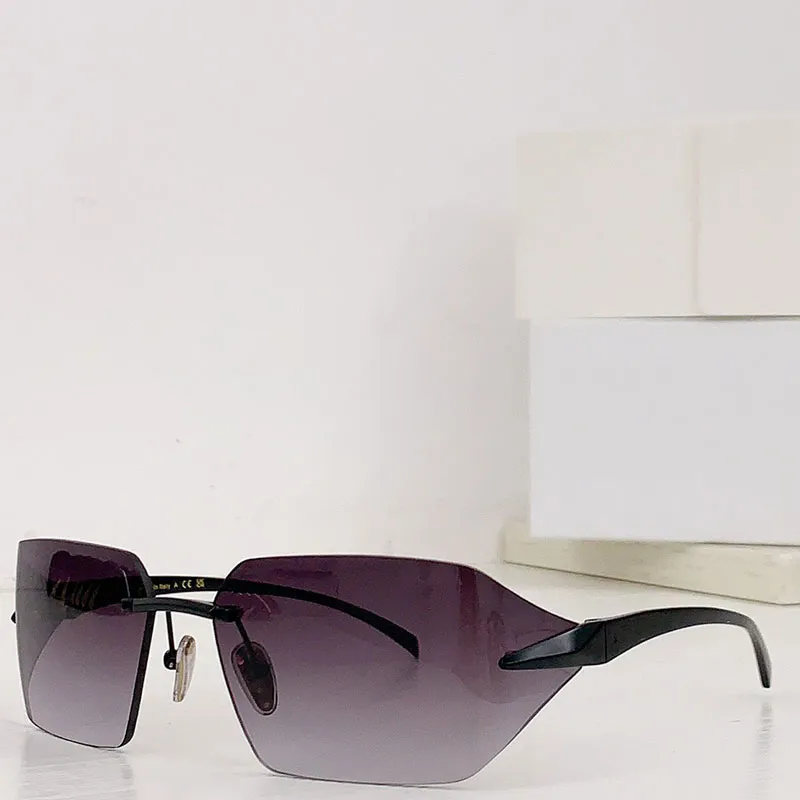 Mens marca Runway óculos de sol designer, homens mulheres retro metal sem moldura perna preta lentes roxas UV400 óculos de sol de praia com caixa original SPRA55