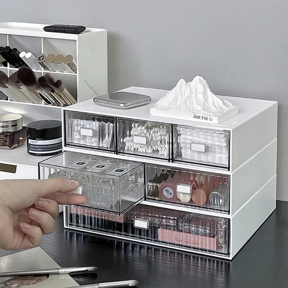 Storage Boxes Bins Acrylic Cosmetics Box Makeup Organizer Drawer Desktop Transparent Dustproof Lipstick Brush Mask Rack 231215