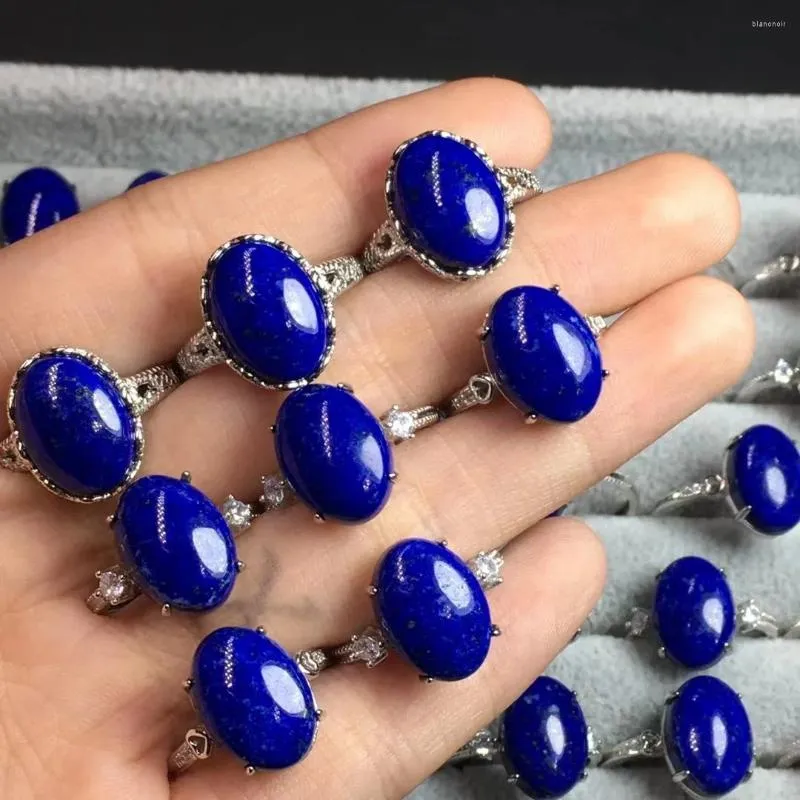 Cluster-Ringe, 1 Stück, Fengbaowu, natürlicher Lapislazuli, ovaler Cabochon-Ring, 925er Sterlingsilber, Kristall, Reiki-Heilstein, Modeschmuck, Geschenk