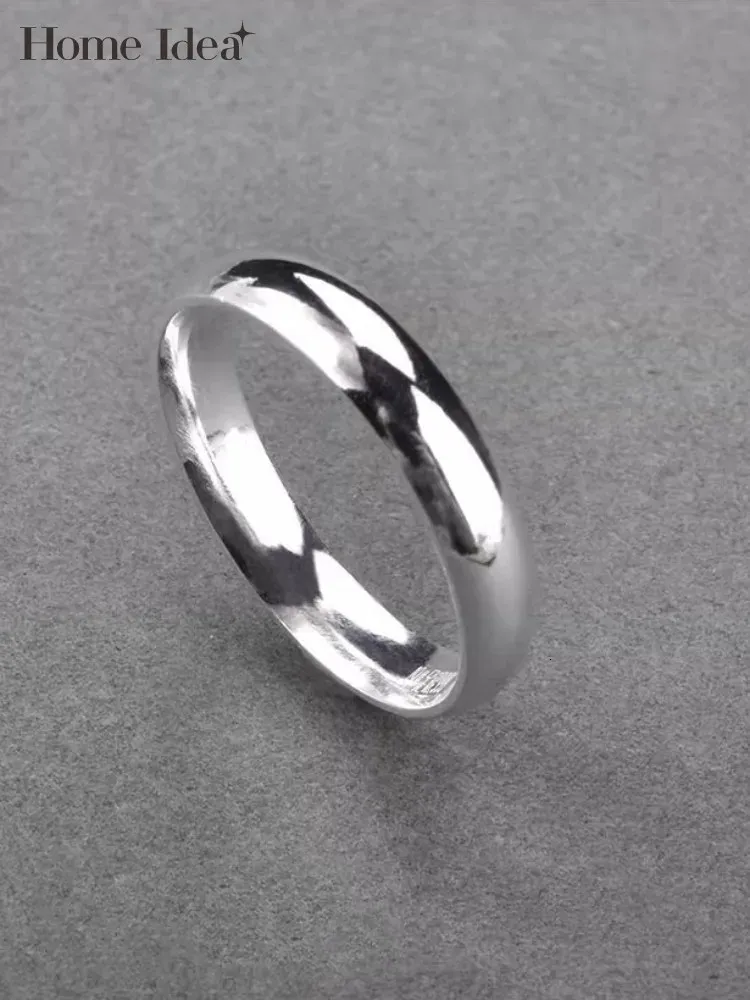 Trouwringen 999 Sterling Zilver Eenvoudig Ontwerp Mannen Staart Ring Vrouwen Ring Mode Veelzijdige Effen Zilveren Ring 231214