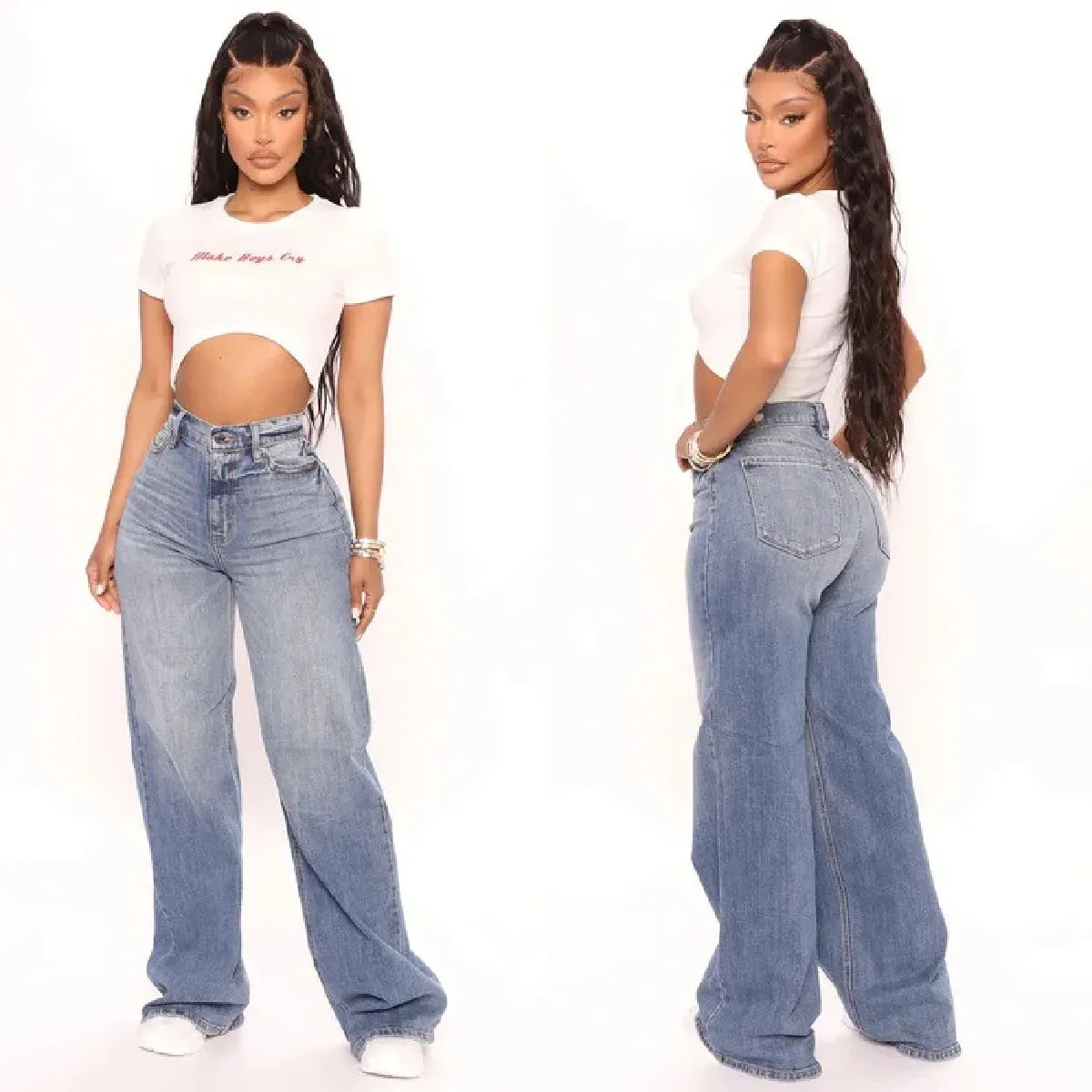 Jeans pour femmes Y2K taille haute Baggy pour femmes mode lâche Denim pantalon à jambes larges décontracté vêtements féminins XS XL Drop 231215