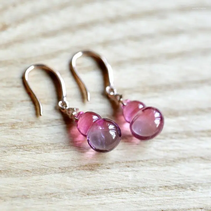 Boucles d'oreilles pendantes en forme de gourde rose, artisanat Original, pendentif Long en trois dimensions pour femmes, mode rétro Style chinois, bijoux de dîner