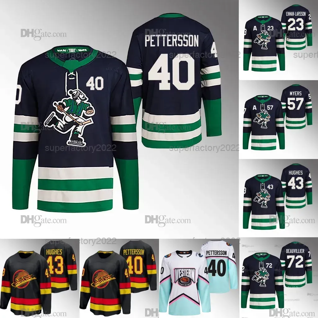 CUSTOM Vancouver''Canucks''2022-23 Maillot rétro inversé All Star Elias Pettersson J.T. Miller Oliver Ekman-Larsson Brock Boeser Nils Hogland