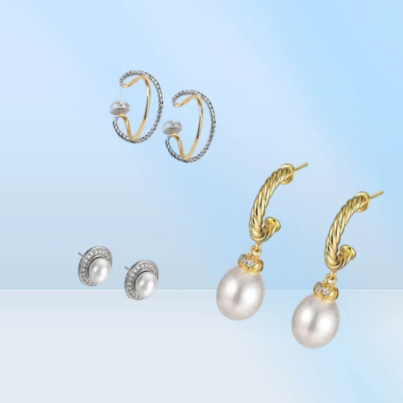 Boucles d'oreilles à double perle Designer pour femmes bijoux luxueux bijoux bijoux pour femmes ED Boucle d'oreille 18 carats en or blanc silv157137516728