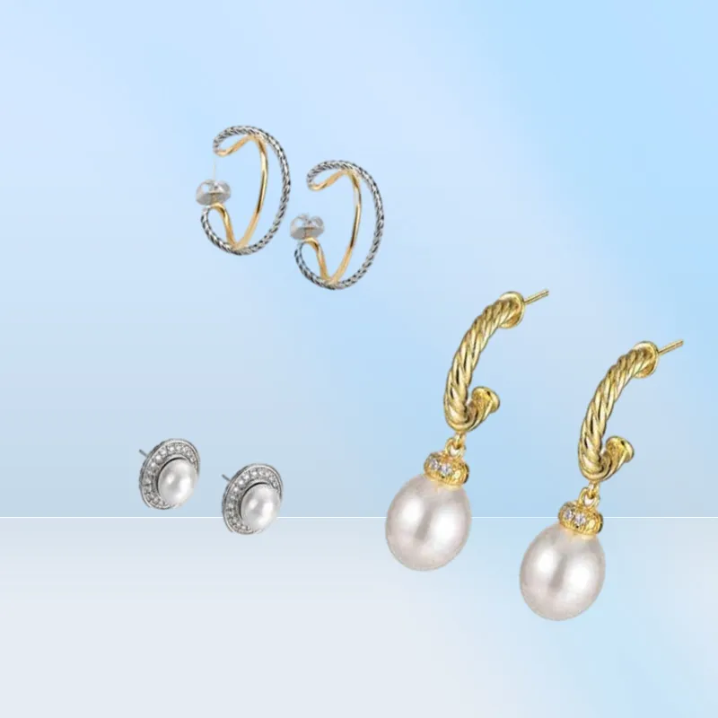 Boucles d'oreilles à double perle Designer pour femmes bijoux luxueux bijoux bijoux femmes Ed File Boucle d'oreille 18k Gold plaqué blanc Silv157132158801