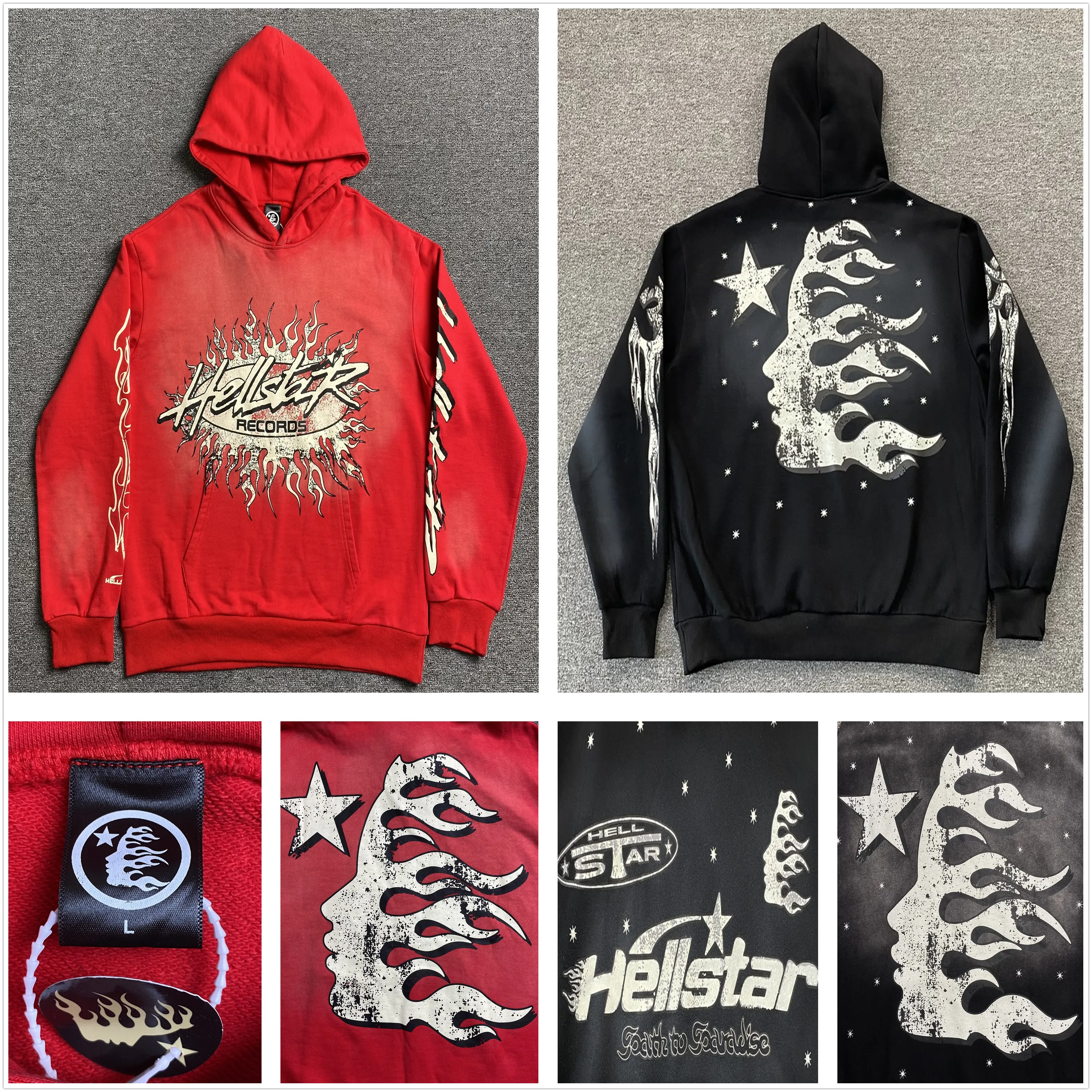 Hoodies designer Hoodies Hellstar Hoodie moletons vintage Retrato High Street Tide Hip Hop espessou Athleisure