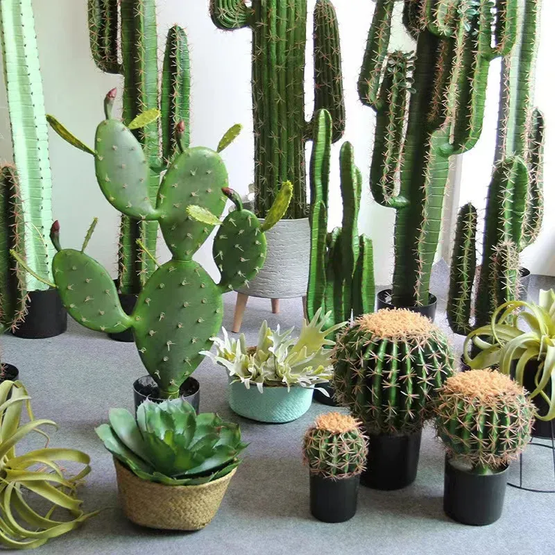 Christmas Decorations Artificial Green Plant Cactus Potted Desert Plastic Flower Living Room Indoor Decoration 231215