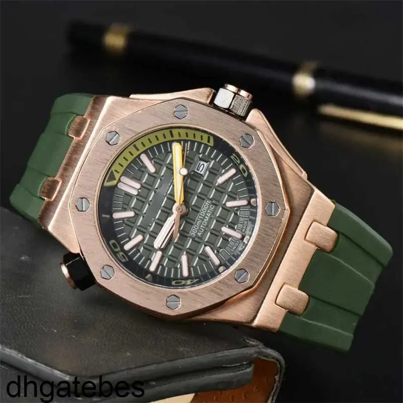 Audemar Pigeaut Oak AP High Pepezel Watch Mens Quality Quality Hexagon Quartz Montres Mandies Brand Wristwatch Fashion Strap Rubber Sports Sports Wrists 9009 Modern Watches