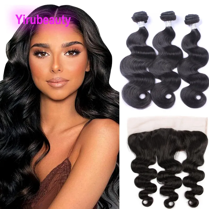 3 Bundles mit 13X4 Spitze Frontal Brasilianisches 100% Menschenhaar Körperwelle Peruanisches Indisches Haar Tressen Mit Frontal 4 Teile/los