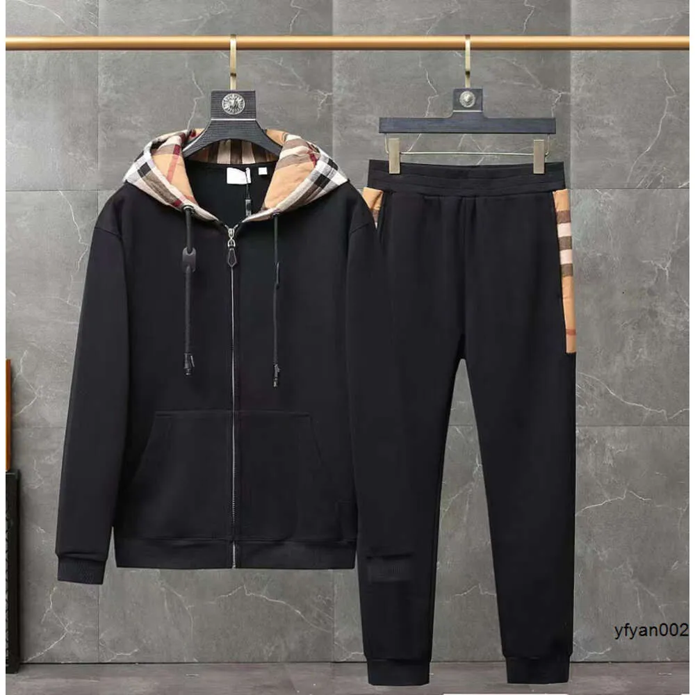 Tasarımcı Erkek Hoodies Patchwork Ekose Başlıklı Zipper Carks Brand Sweater Sweatpants Set