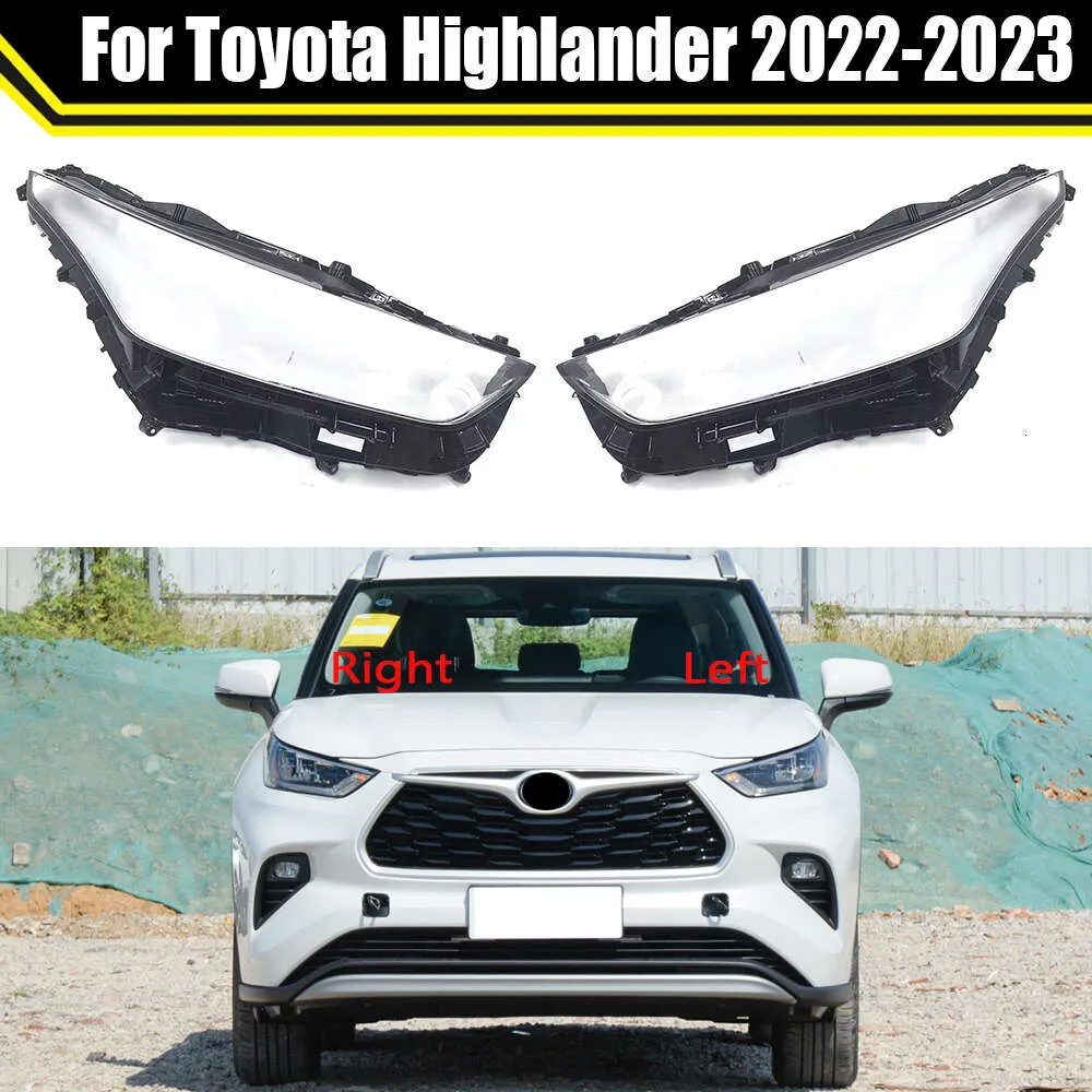 Capa de farol automotivo para toyota highlander 2022 2023, tampa de lente de vidro, abajur transparente