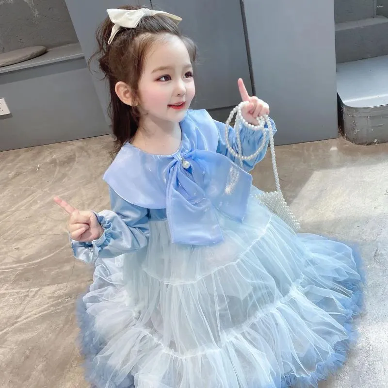 Robes d'automne pour filles, tenue de princesse avec nœud papillon, Style étranger coréen pour enfants, 2023