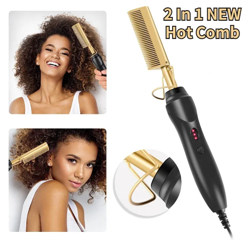 Hair Straighteners 2 in 1 Comb Hair Straightener Flat Irons Straightening Brush Heating Comb Hair Straight Styler Hair Curler peigne chauffant 231215