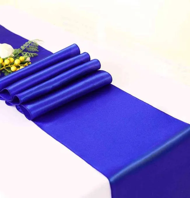 10 pezzi Royal Blue Satin Table Runners Luxury Wedding Party Decorazioni per banchetti da pranzo Decorazione da tavolo da sposa 2111174221592