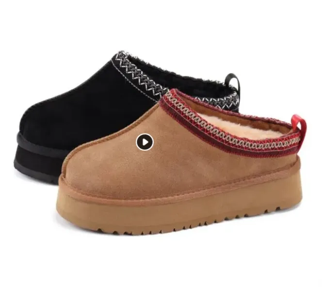 Pantofole Tazz da donna firmate Ciabatte in pelliccia Tasman Australia Stivali con plateau ultra mini con semi di senape Slip-on Les Petites Stivali firmati invernali in misto lana scamosciata Tasman