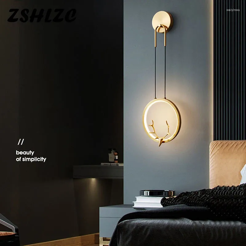 Wall Lamps Copper Light Modern Led Lamp Sconce For Living Room Bedroom Dining Kitchen Bedside 12W