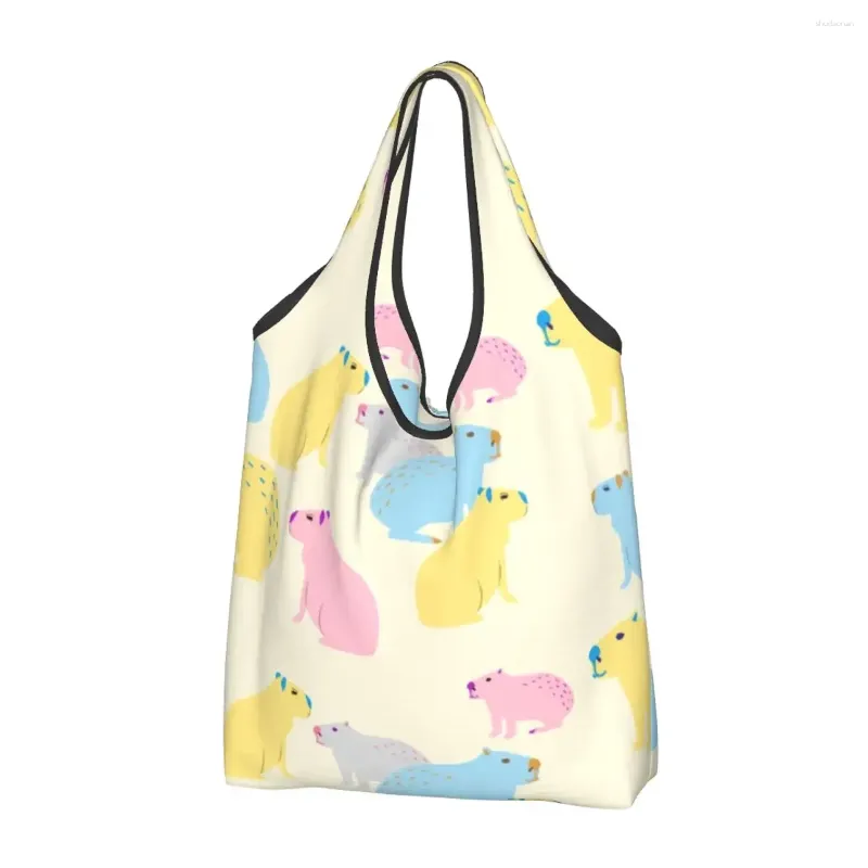 Sacs à provisions Capybara motif coloré sac d'épicerie Shopper épaule fourre-tout Portable animaux sauvages d'amérique du sud sac à main