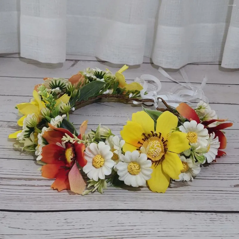 6pcs Kunstbloem Kroon Meisjes Hoofdband Bruiloft Haaraccessoires Hoofdtooi Vrouwen Bloemenkrans Bruidshoofddeksels