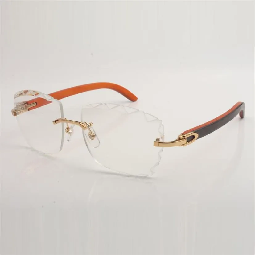 Montures de lunettes à verres transparents découpés, nouveau Design, branches en bois orange 3524028, taille unisexe 56-18-140mm Express301R