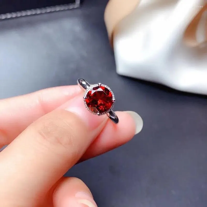 Cluster ringen Natural Blood Red Garnet Ring januari geboortesteen sterling zilver met 18k goudplaten handamde verlovingsgeschenk voor vrouwen haar