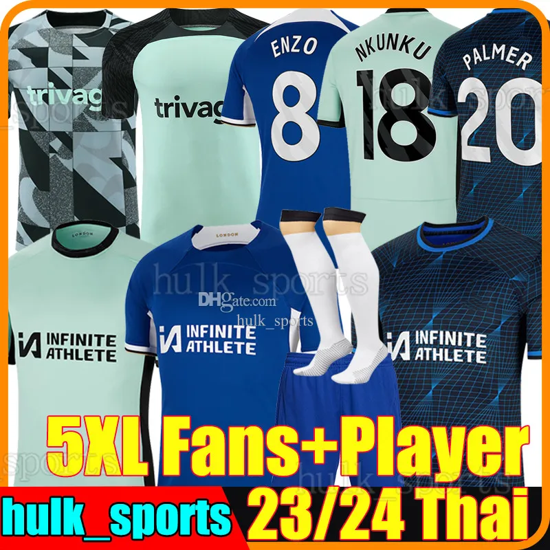 5xl CFC Soccer Jerseys 23/24 Enzo Nkunku Mudryk Sterling Palmer Caicedo Cucurella Chukwuemeka Madueke Fofana Men Kids Kits Sock Fans Player Version Football Shirt