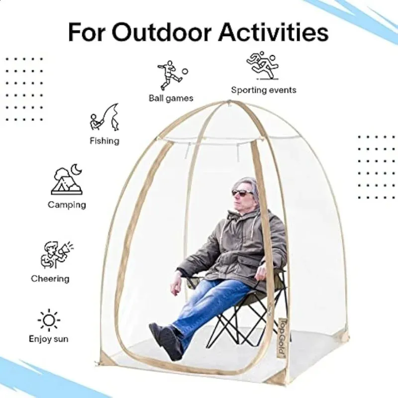 Tents and Shelters TopGold Sports Tent Weather Proof Pod Clear Bubble Outdoor Instant Up Shelter Chair 50"x50"x64"H 231214