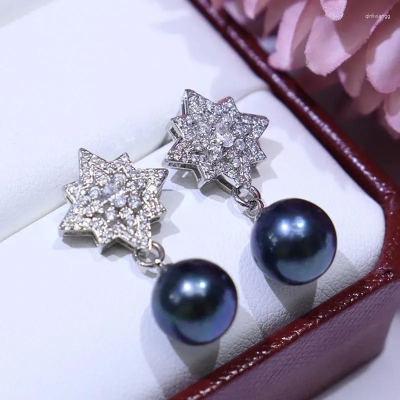Pendientes de botón Pendientes de perlas de agua dulce Círculo perfecto femenino 9-10 mm Vintage francés
