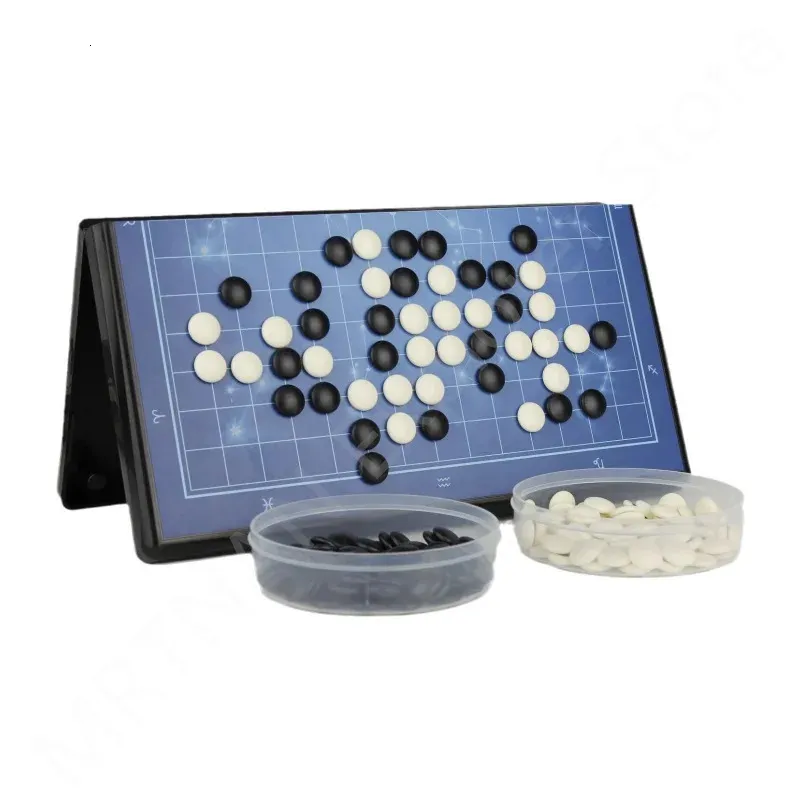 Jeux d'échecs magnétique Go jeu ensemble lisse pliable Puzzle conseil costume étanche stockage boîte creuse Portable pour Festival jouets cadeau 231215