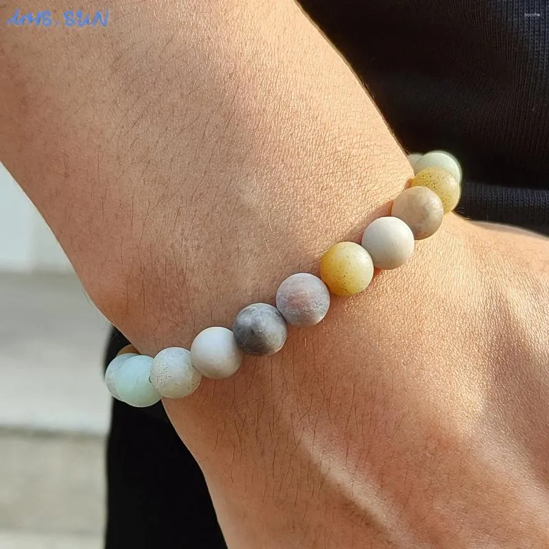 Strand MHS.SUN-pulseras de amazonita glaseadas bohemias, cuentas de piedra Natural multicolor para mujeres y hombres, joyería diaria saludable para Yoga