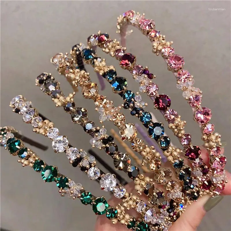 Fasce per capelli con strass di lusso fatte a mano 7 colori Delicati perline dorate Fasce eleganti vintage per donna Ins Street Copricapo 2023