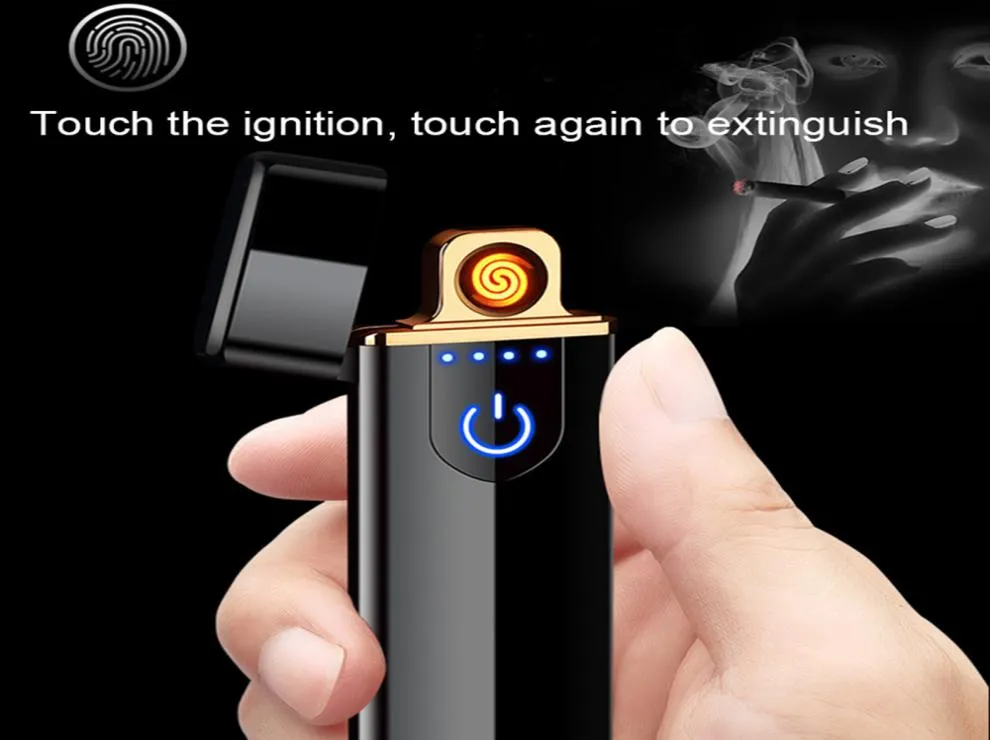 Nouveau briquet mince avec chargeur usb, briquet à écran tactile, petit briquet électrique rechargeable, coupe-vent pour hommes, cadeau 9958498