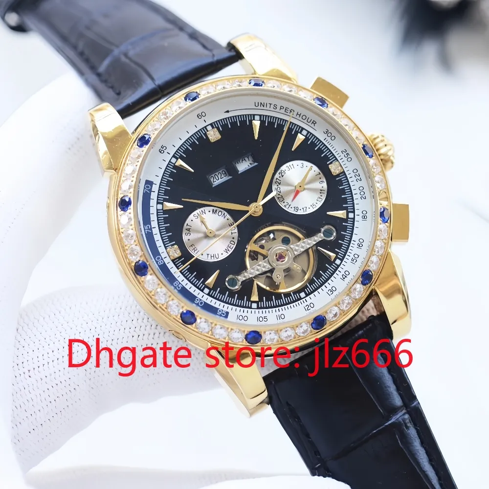 Zegarek męski mechaniczny zegarek luksusowy projekt pp w pełni automatyczny ruch mechaniczny Tourbillon Sport Sport Rekorys Sapphire Mirror Waterproof, RR