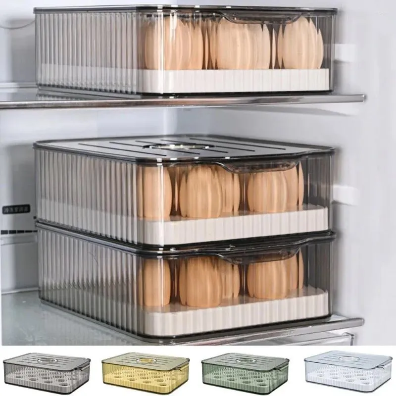 Storage Bottles Thickened Container Multifunctional Refrigerator Egg Crisper With Lid Practical Stackable Holder