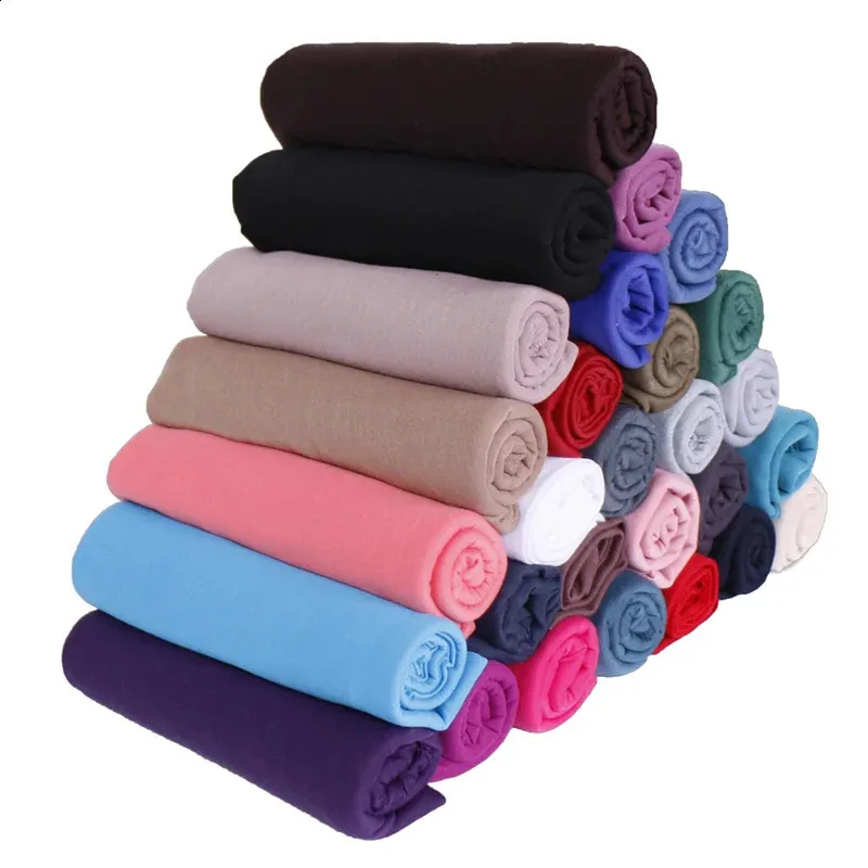 Foulards Plaine Jersey Écharpe Hijab Coton Plaine Élasticité Châles Maxi Hijab Longue Tête Musulmane Wraps Turbans 41 Couleur 10 pcs/Lot En Gros 231214