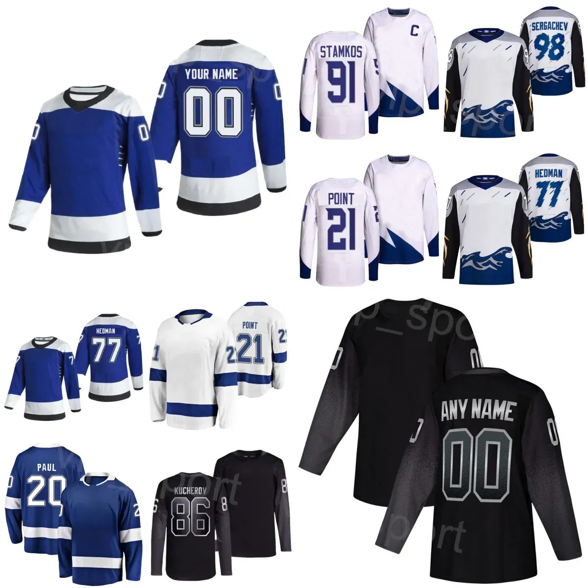 CUSTOM Frauen Männer Jugend Hockey 20 Nicholas Paul Jersey 86 Nikita Kucherov 21 Brayden Point 91 Steven Stamkos 38 Brandon Hagel 98 Mikhail Serg