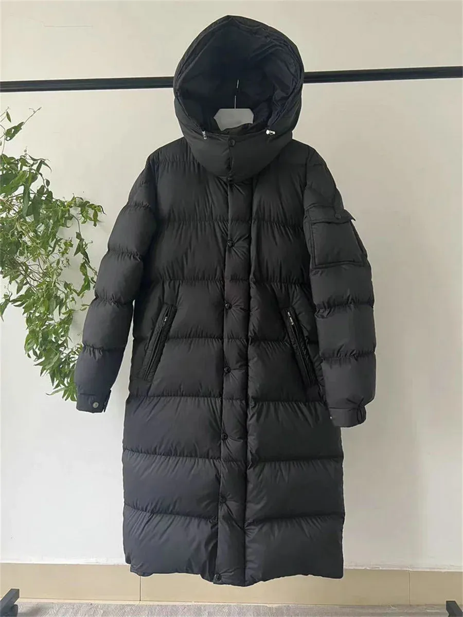 Herrarna ner parkas high-end 1 1 lång down jacka för män vinter vindtät varm kappa 231214