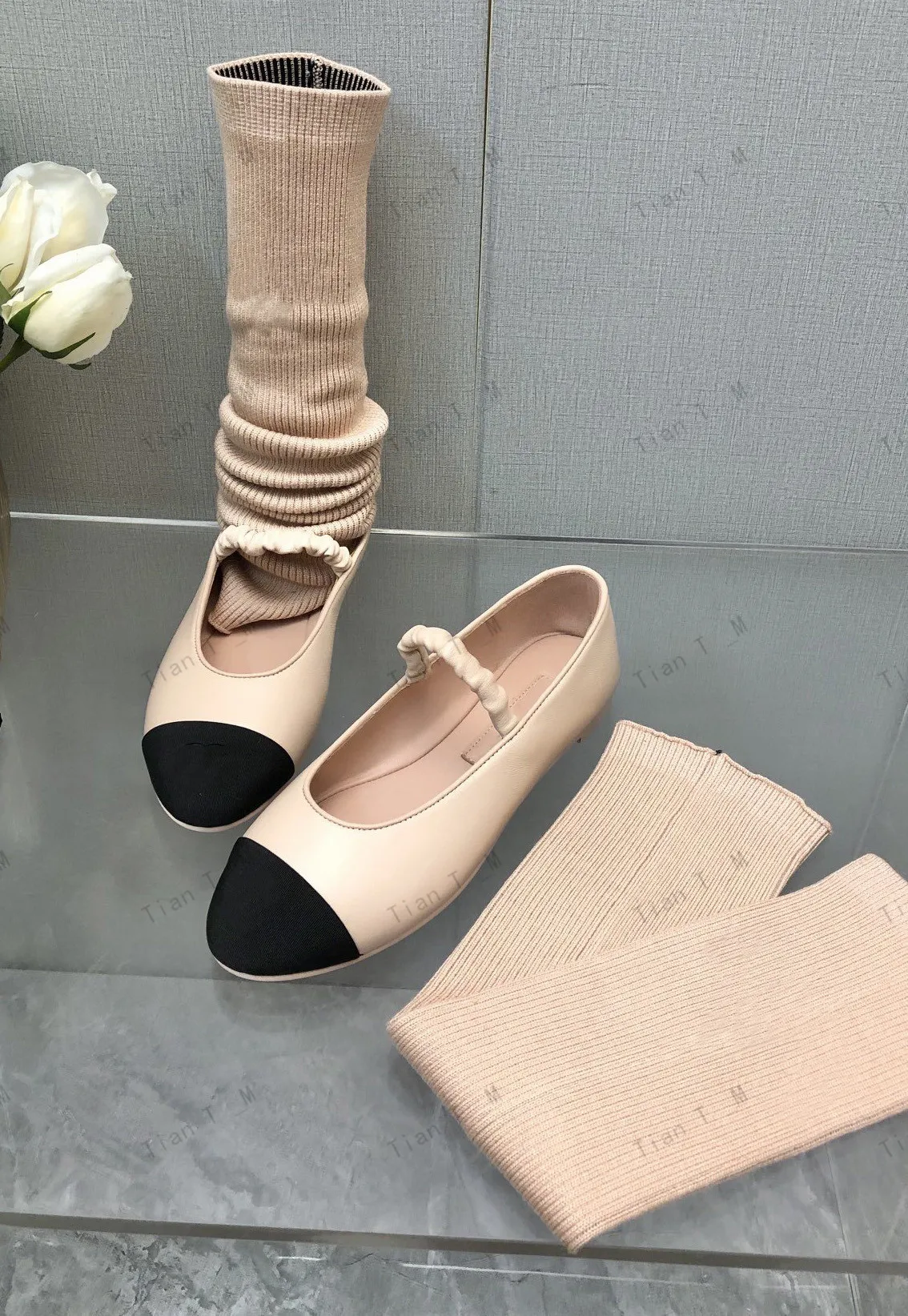Newest Top Quality Elegant Retro Ballet Sock Shoes Spring Candy Colours Mary Jane Shoes Women Classic Mixed Color pumps Round Toe Flats Real Leather